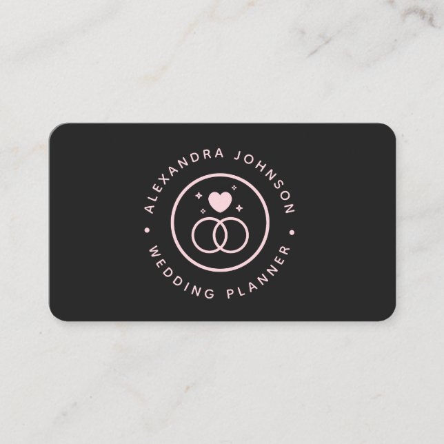 Elegant Engagement Ring Logo Wedding Event Planner Business Card (Front)