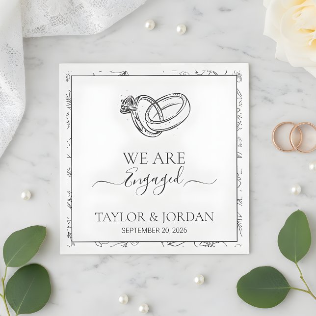 Elegant Engagement Ring We Are Engaged Custom  Napkins (Creator Uploaded)