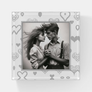 Elegant Engagement, Wedding Silver Hearts Photo Paperweight