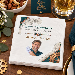 Elegant Engineer Retirement Photo Teal Copper Paper Guest Towels