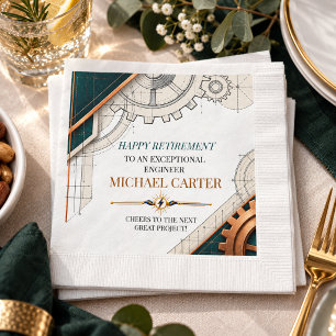 Elegant Engineer Retirement Teal Copper Party Napkins