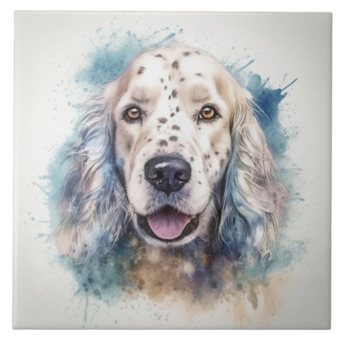 Elegant English Cocker Spaniel Watercolor Dog Pet Ceramic Tile