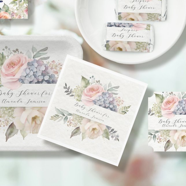 Elegant English Country Pink Rose Girl Baby Shower Napkins (Creator Uploaded)