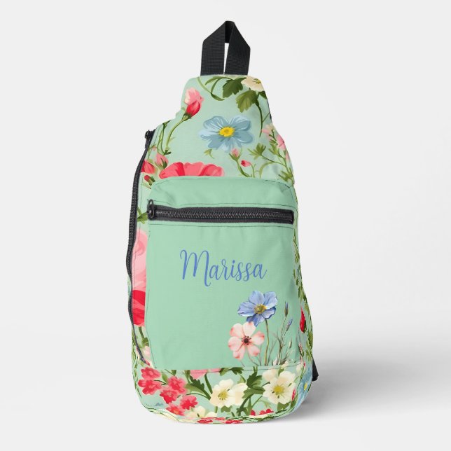 Elegant English Country Wildflower  Sling Bag (Front)