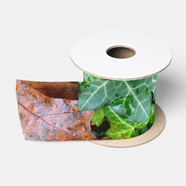 Elegant English Ivy and field stone Satin Ribbon (Spool)