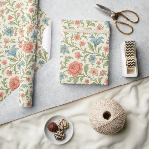 Elegant English Shabby Chic Floral Art Pattern Wrapping Paper