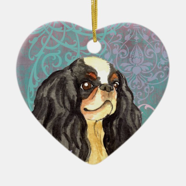 Elegant English Toy Spaniel Ceramic Ornament (Front)