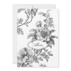 Elegant Engraved B&W Floral w/Name or Monogram