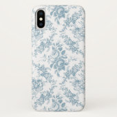 Elegant Engraved Blue and White Floral Toile Case-Mate iPhone Case (Back)