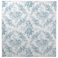 Elegant Engraved Blue and White Floral Toile
