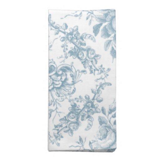 Elegant Engraved Blue and White Floral Toile Cloth Napkin Zazzle