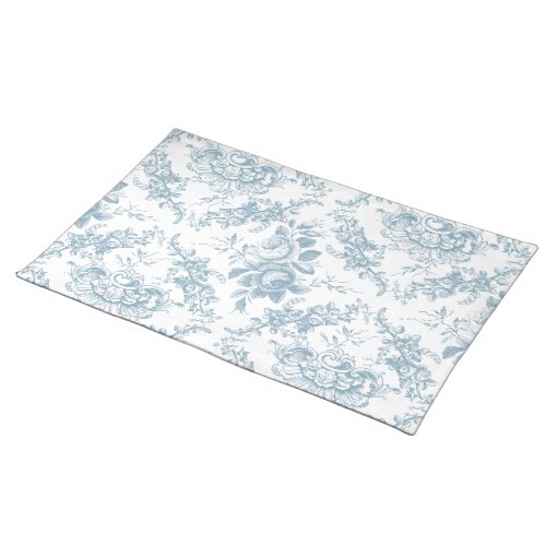 Elegant Engraved Blue and White Floral Toile Cloth Placemat Zazzle