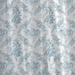 Elegant Engraved Blue and White Floral Toile Fabric