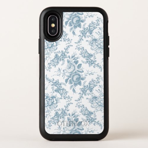 Elegant Engraved Blue and White Floral Toile OtterBox Symmetry iPhone X Case