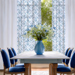 Elegant Engraved Blue and White Floral Toile Sheer Curtains<br><div class="desc">Elegant vintage inspired engraved dusty blue floral toile seamless pattern featuring roses,  vines and scrolls on a white background.</div>