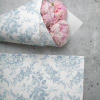 Elegant Engraved Blue and White Floral Toile