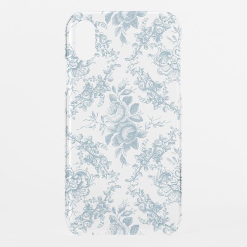 Elegant Engraved Blue and White Floral Toile iPhone XR Case