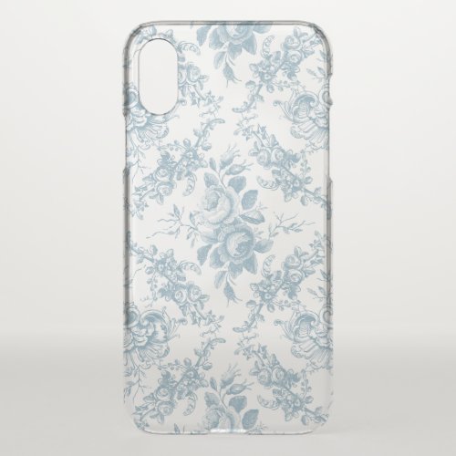 Elegant Engraved Blue and White Floral Toile iPhone X Case