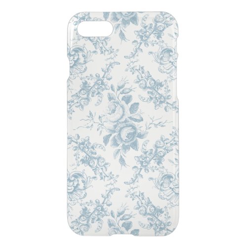 Elegant Engraved Blue and White Floral Toile iPhone SE87 Case