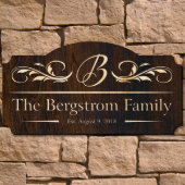 Elegant Engraved Family Name Wooden Wall Sign (Front)