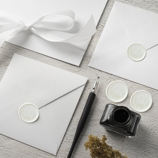 Elegant Engraved Floral Wreath w/Monogram Wax Seal Sticker (Creator Uploaded)