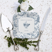 Elegant Engraved French Blue Floral Toile