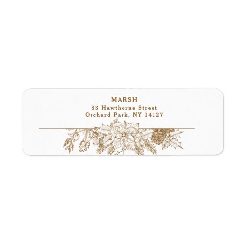 Elegant Engraved Gold Christmas Floral  Label