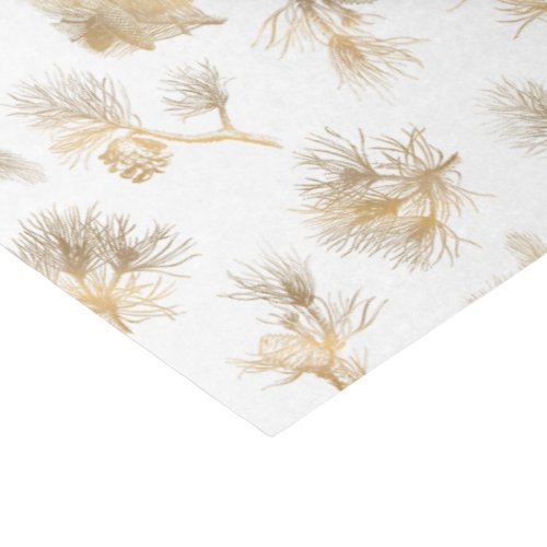 Elegant Engraved Gold Winter Pine Tissue Paper