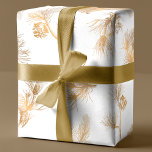 Elegant Engraved Gold Winter Pine Wrapping Paper<br><div class="desc">Elegant repeating scalable design featuring gold gradient engraved pine branches and pine cones. Background color is editable.</div>