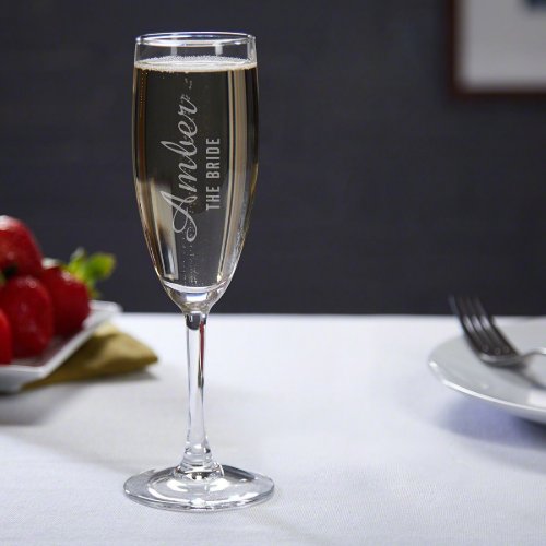Elegant Engraved Lassarre Champagne Flute