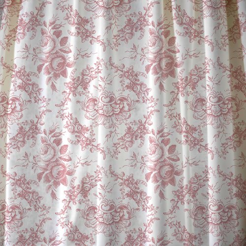 Elegant Engraved Pink and White Floral Toile Fabric