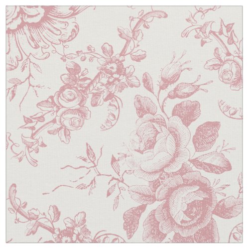Elegant Engraved Pink and White Floral Toile Fabric