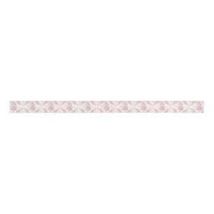 Elegant Engraved Pink and White Floral Toile Grosgrain Ribbon