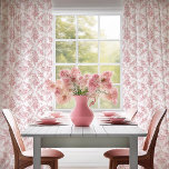 Elegant Engraved Pink and White Floral Toile Sheer Curtains<br><div class="desc">Elegant vintage inspired engraved pastel pink floral toile seamless pattern featuring roses,  vines and scrolls on a white background.</div>