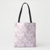 Elegant Engraved Pink and White Floral Toile