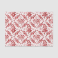 Elegant Engraved Red and White Floral Toile