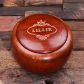 Elegant Engraved Round Natural Wood Keepsake Bowl (Top)
