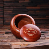 Elegant Engraved Round Natural Wood Keepsake Bowl (Inside)