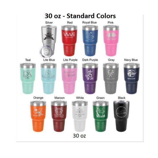 Elegant Engraved Wreath 30 oz. Steel Tumbler (Color Chart)