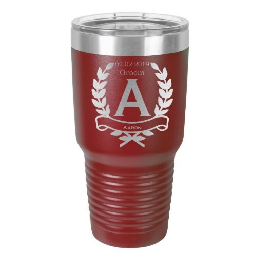 Elegant Engraved Wreath 30 oz. Steel Tumbler (Front)