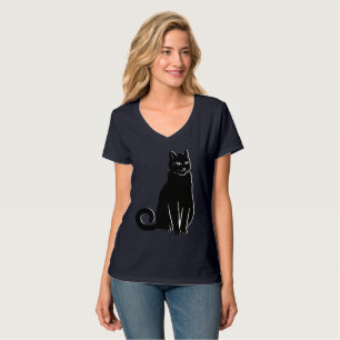 Elegant Enigma: Artistic Black Cat T-Shirt