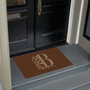 Elegant Entry Monogram B Initial on Brown Doormat