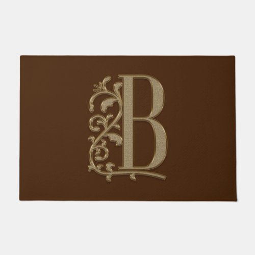 Elegant Entry Monogram B Initial on Brown Doormat