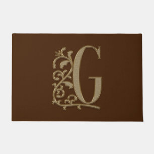 Elegant Entry Monogram G Initial on Brown Doormat