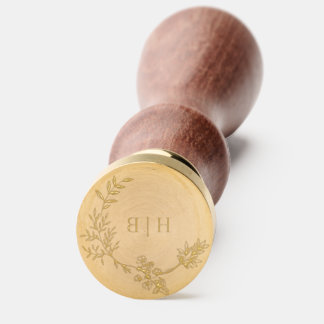 Elegant Envelope Copper Floral Monogram Wreath Wax Seal Stamp