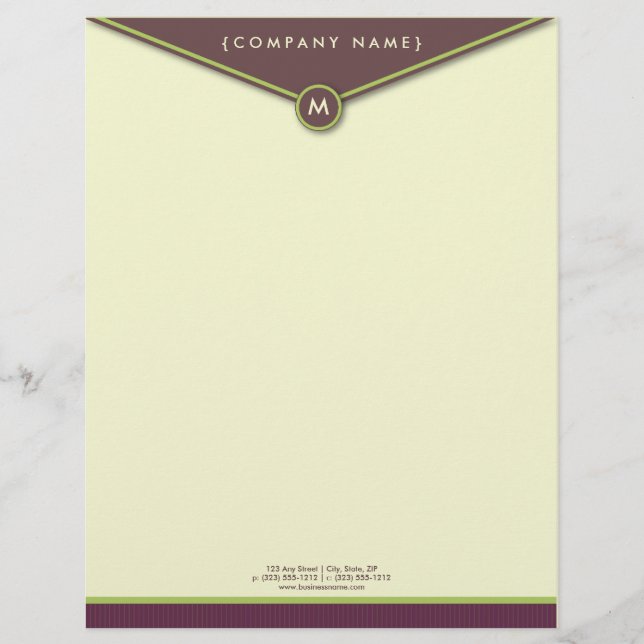 Elegant Envelope (eggplant) Monogram Letterhead (Front)