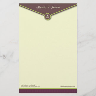 Elegant Envelope (eggplant) Monogram Stationery
