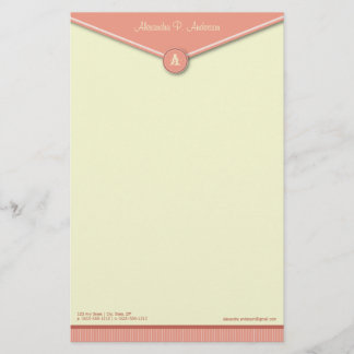 Elegant Envelope (melon) Monogram Stationery