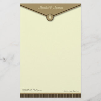 Elegant Envelope (mocha) Monogram Stationery