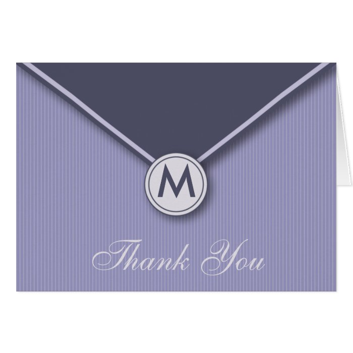 Elegant Envelope Monogram Lilac Thank You Card